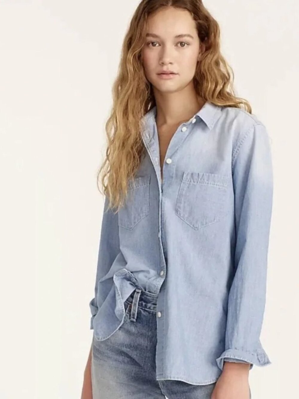 2/$30 J. Crew Classic-Fit Chambray Shirt Weston Wash Small #A3550